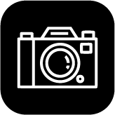 Photography and videography icon with professional camera