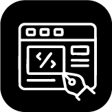 Website development icon showing coding window